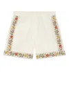Found Kantha Floral Work Shorts In White