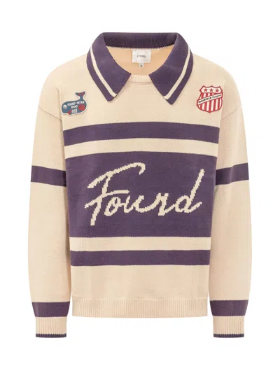 Found Knit T-shirt In Cream/purple