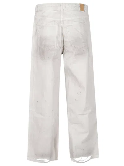 Found Lacy Baggy Distressed Cotton Jeans In White