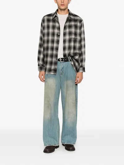 Found Lacy Baggy Distressed Jeans In Blue