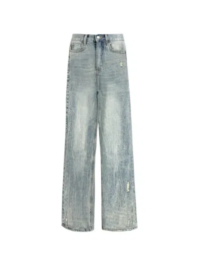 Found Lacy Distressed Wide-leg Jeans In Pink