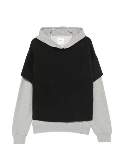 Found Layered-design Hoodie In Black