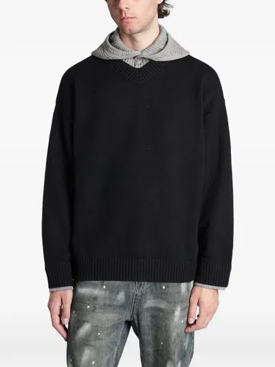 Found Layered-hood Sweater In Black