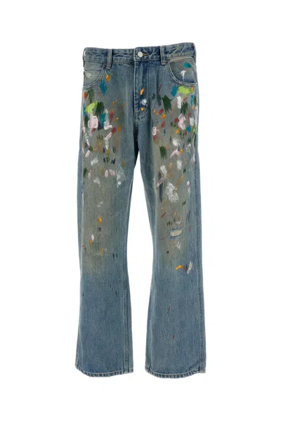Found Light Blue Multi Color Painter Straight-leg Jeans