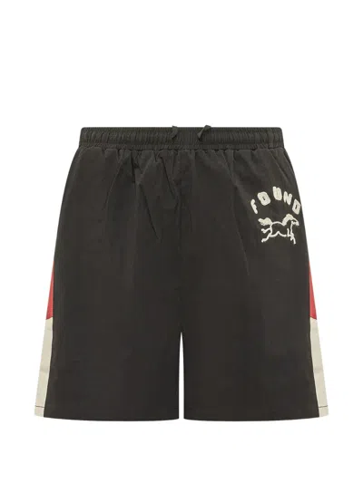 Found Logo-embroidered Colour-block Shorts In Black