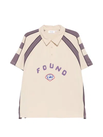 Found Logo-embroidered Striped Polo Shirt In Neutral