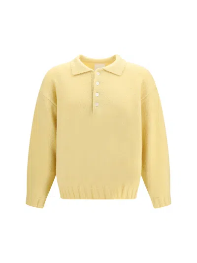 Found Brushed-knit Polo Polo Sweater In Yellow