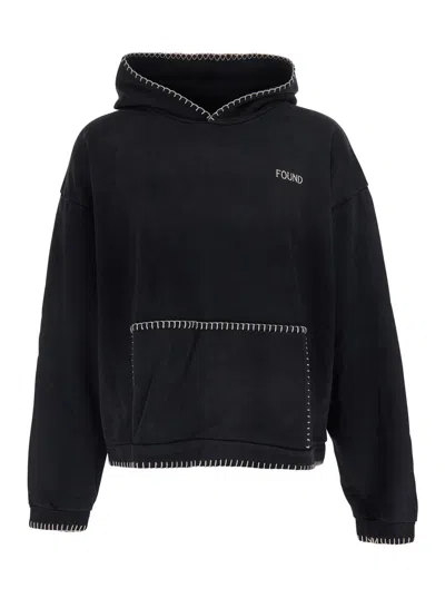 Found Men's Cotton Fixed-hood Logo Lettering Hoodie With Kangaroo Pocket In Black