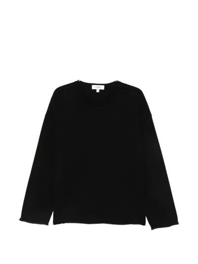 Found Men's Crewneck Long-sleeve T-shirt In 100% Cotton In Nero