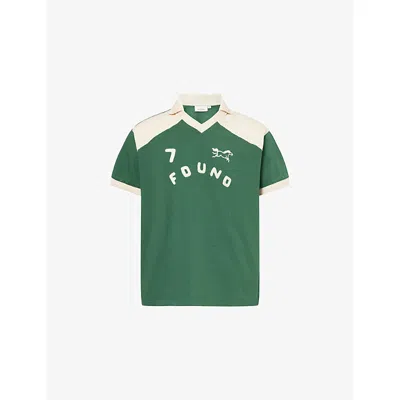Found Mens Forest Goji Logo-embroidery Cotton-jersey Polo Shirt In Green