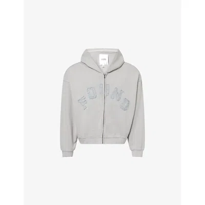 Found Mens Gray Logo-patch Zip-through Cotton-jersey Hoody Xl