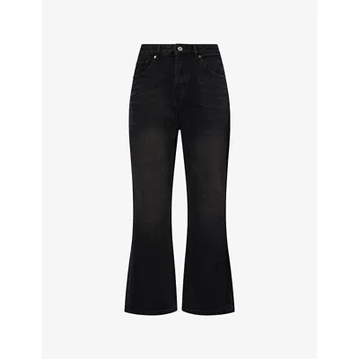 Found Mens Vintage Black Mid-rise Flared Denim Jeans