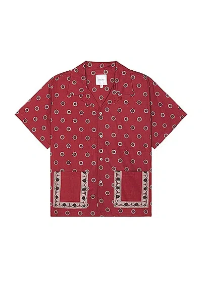 Found Motif Short Sleeve Camp Shirt In Red