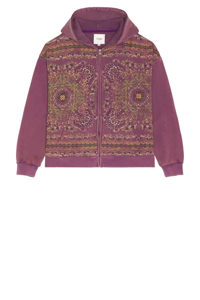 Found Motif Zip Up Hoodie In Purple