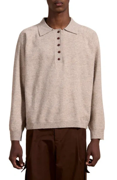 Found Oversize Polo Sweater In Light Brown