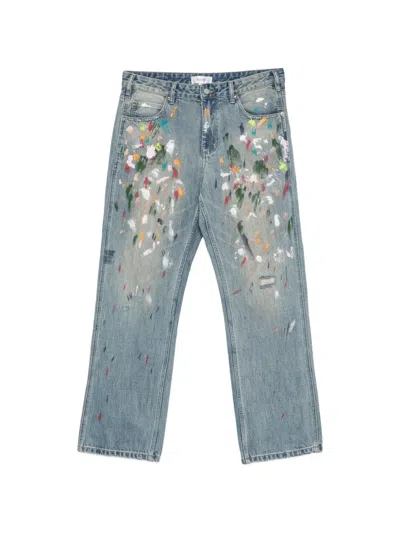 Found Paint-splatter Distressed Jeans In Blue