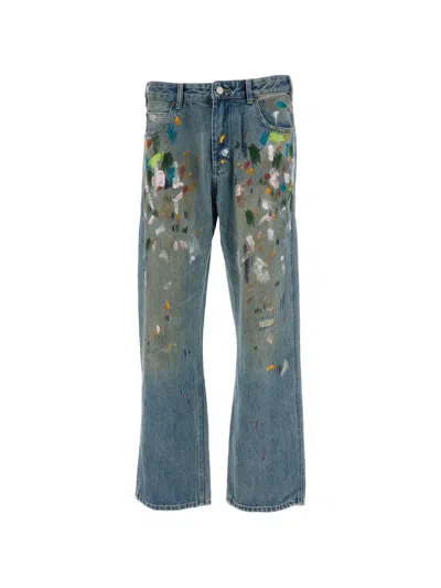 Found Paint-splatter Distressed Jeans In Blue