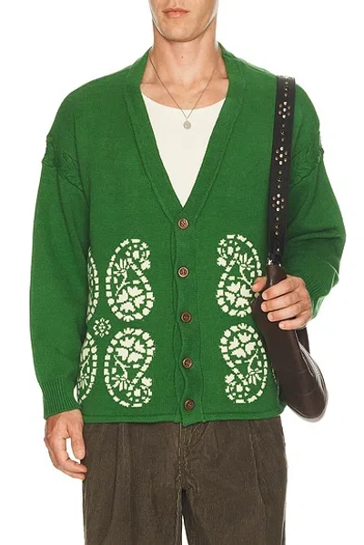 Found Paisley Knit Cardigan In Green