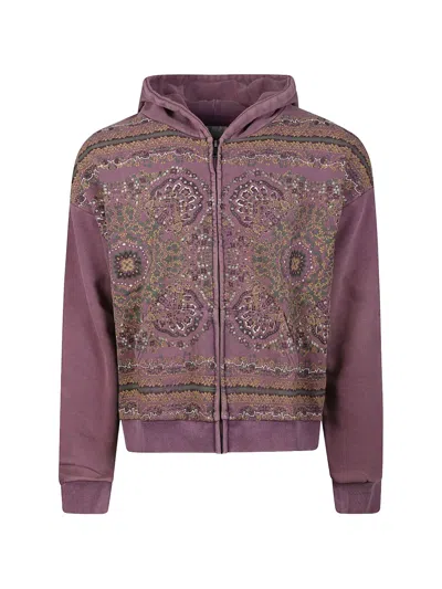 Found Paisley-print Zip-up Hoodie In Purple