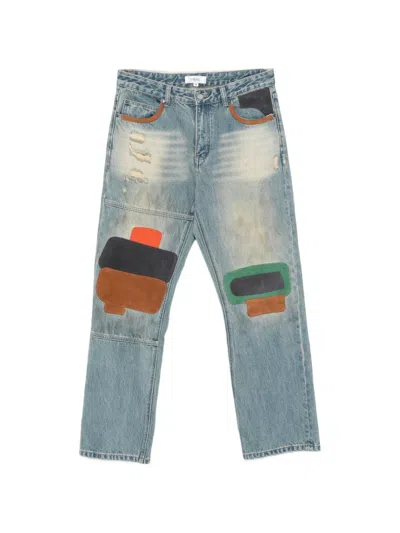 Found Patchwork Distressed Jeans In Multi