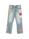 Found Patchwork Paint-splatter Jeans In Blue