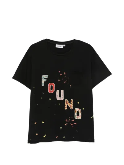 Found Patchwork-logo Chest-pocket T-shirt In Black