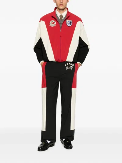Found Pine And Rose Logo-patch Panelled Jacket In Red