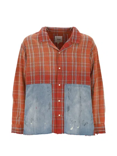 Found Plaid Denim Shirt In Orange