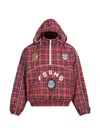 Found Plaid Embroidered-patch Track Jacket In Red