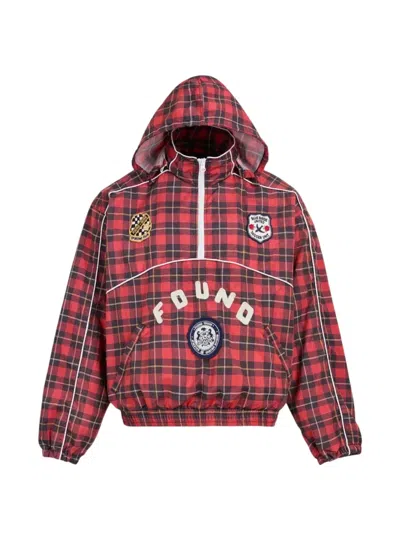 Found Plaid Embroidered-patch Track Jacket In Red