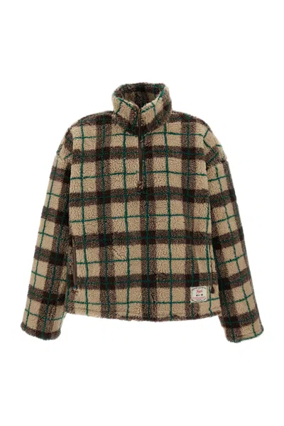Found Plaid Quarter Zip Fleece Pullover In Beige