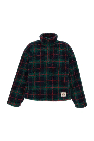 Found Plaid Quarter Zip Fleece Pullover In Blue