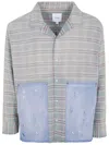Found Plaid-check Distressed-patch Shirt In Blue