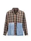 Found Plaid-pattern Denim-panel Shirt In Multi