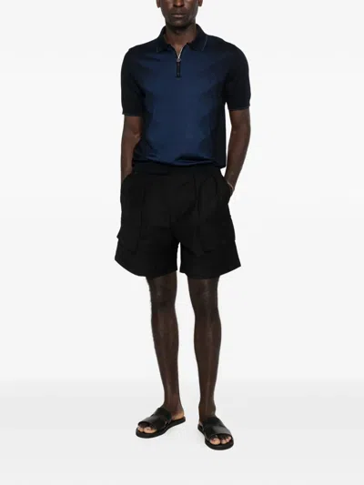 Found Pleated Cargo Shorts In Black