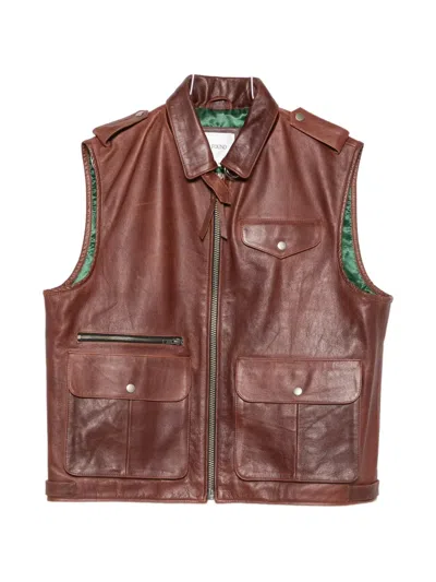 Found Pocket Leather Jacket In Brown