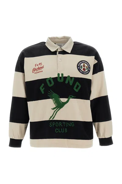 Found Polo Rugby Bird Logo Striped Cotton Polo Shirt In Multi