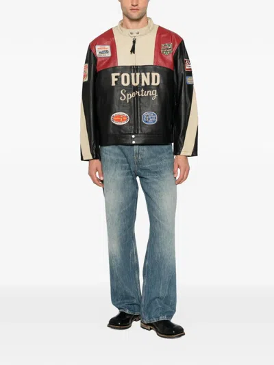 Found Racer Logo-patch Leather Jacket In Multi