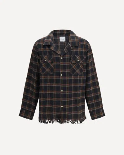 Found Raw-cut Fringe Plaid Shirt In Blue