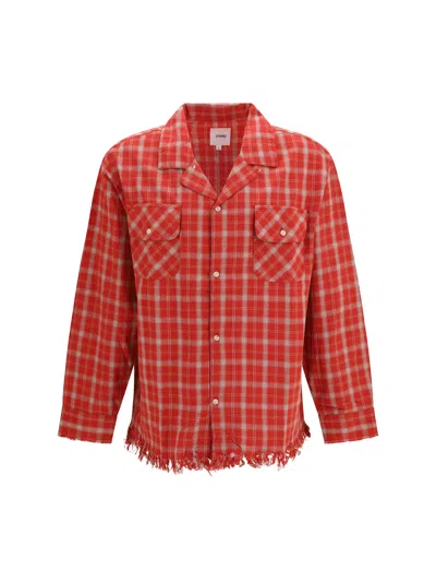 Found Raw-cut Fringe Plaid Shirt In Red