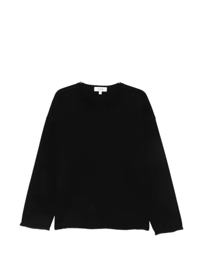 Found Raw-edge Long-sleeve T-shirt In Black