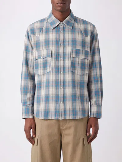 Found Check-pattern Western Shirt In Blue