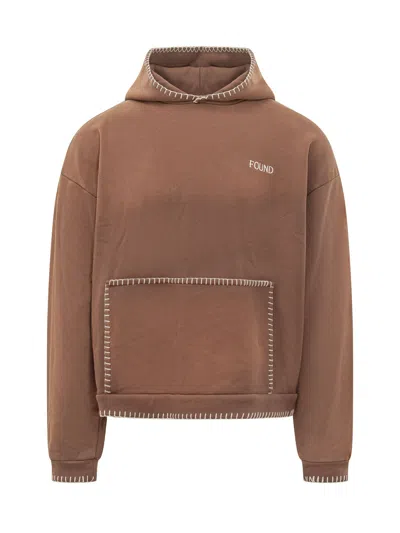 Found Stitched Logo Hoodie In Faded Brown
