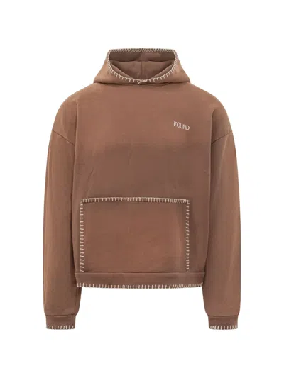 Found Stitched Logo Hoodie In Faded Brown