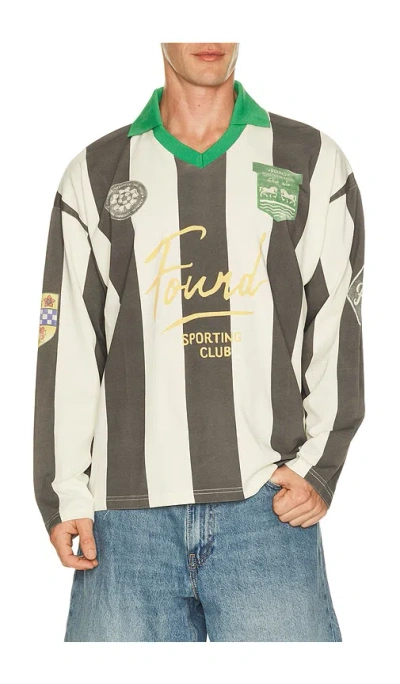 Found Striped Sport Long Sleeve Jersey In Faded Black & Off-white