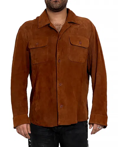 Found Suede Long Sleeve Camp Shirt