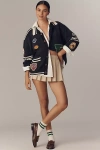 Found Varsity Patch Collared Cardigan In Black