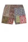 Found Watercolor Mosaic Work Shorts In Multi