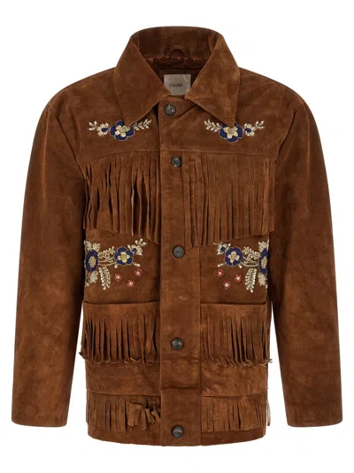 Found Fringed Embroidered Jacket In Brown