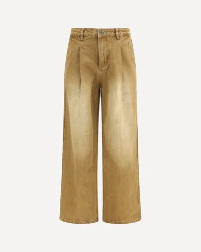 Found Wide-leg Cotton Jeans In Beige